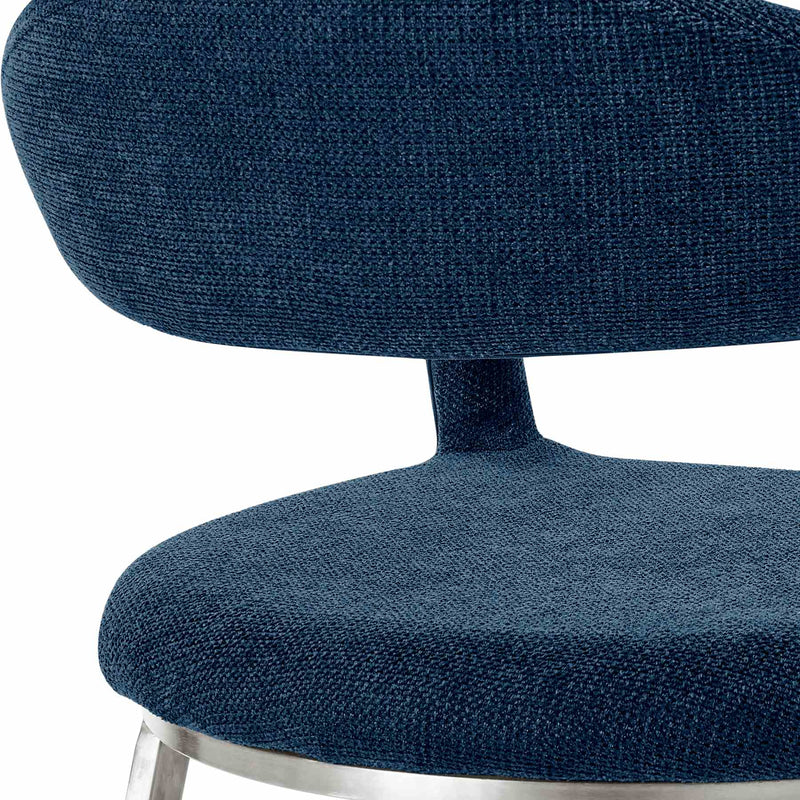 Morgan Upholstered Dining Chair with Brushed Stainless Steel and Blue Fabric - Set of 2 - Furniture City (CA)l