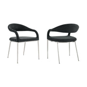 Morgan Upholstered Dining Chair with Brushed Stainless Steel and Charcoal Fabric - Set of 2 - Furniture City (CA)l