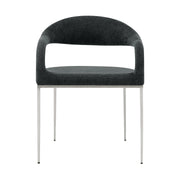 Morgan Upholstered Dining Chair with Brushed Stainless Steel and Charcoal Fabric - Set of 2 - Furniture City (CA)l