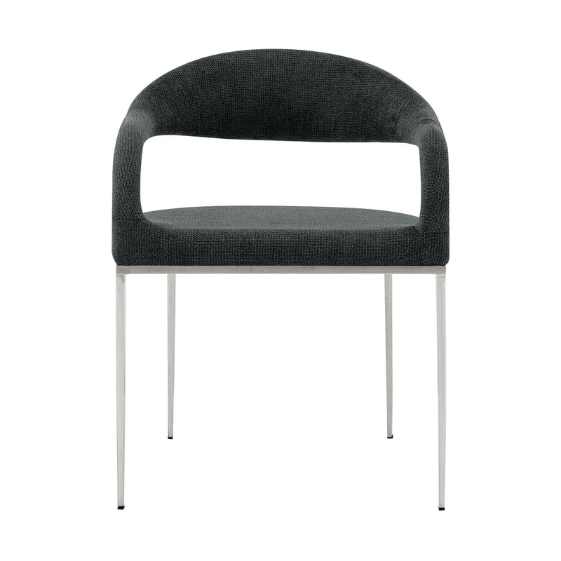 Morgan Upholstered Dining Chair with Brushed Stainless Steel and Charcoal Fabric - Set of 2 - Furniture City (CA)l