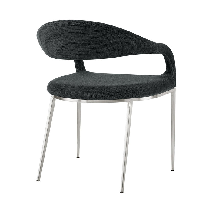 Morgan Upholstered Dining Chair with Brushed Stainless Steel and Charcoal Fabric - Set of 2
