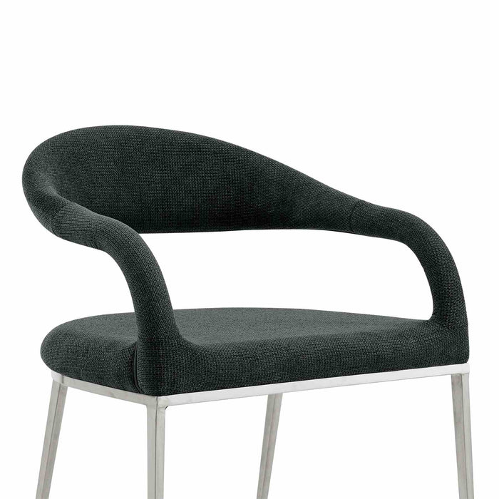 Morgan Upholstered Dining Chair with Brushed Stainless Steel and Charcoal Fabric - Set of 2