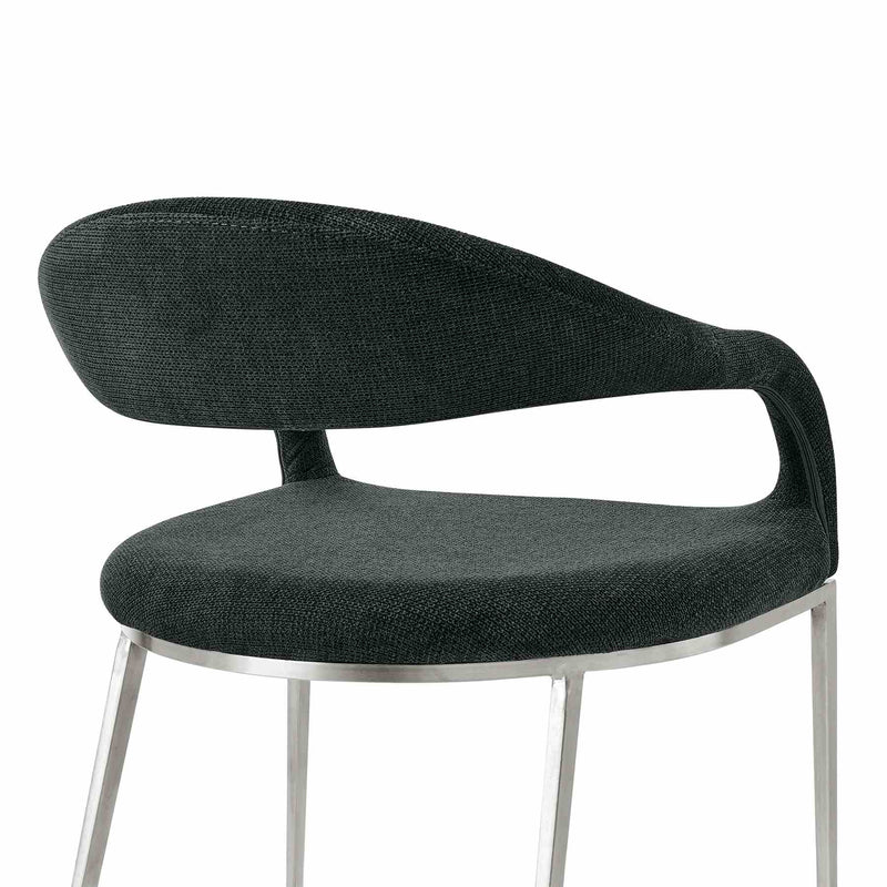 Morgan Upholstered Dining Chair with Brushed Stainless Steel and Charcoal Fabric - Set of 2 - Furniture City (CA)l