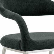 Morgan Upholstered Dining Chair with Brushed Stainless Steel and Charcoal Fabric - Set of 2 - Furniture City (CA)l