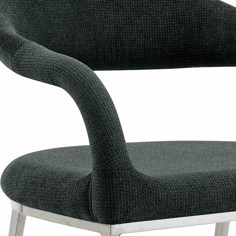 Morgan Upholstered Dining Chair with Brushed Stainless Steel and Charcoal Fabric - Set of 2 - Furniture City (CA)l