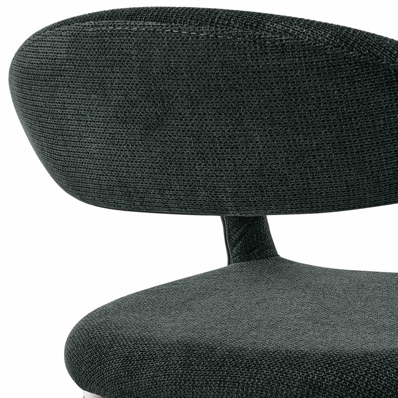 Morgan Upholstered Dining Chair with Brushed Stainless Steel and Charcoal Fabric - Set of 2 - Furniture City (CA)l