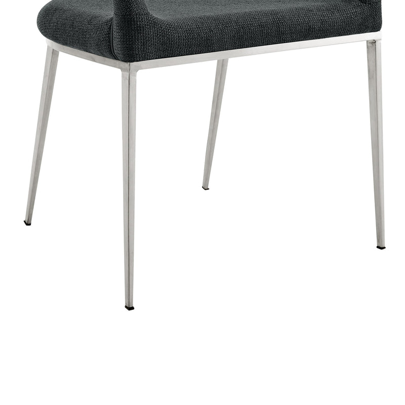 Morgan Upholstered Dining Chair with Brushed Stainless Steel and Charcoal Fabric - Set of 2 - Furniture City (CA)l