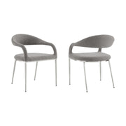 Morgan Upholstered Dining Chair with Brushed Stainless Steel and Light Gray Fabric - Set of 2 - Furniture City (CA)l