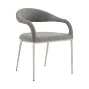 Morgan Upholstered Dining Chair with Brushed Stainless Steel and Light Gray Fabric - Set of 2 - Furniture City (CA)l