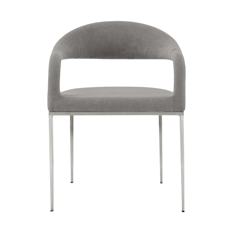 Morgan Upholstered Dining Chair with Brushed Stainless Steel and Light Gray Fabric - Set of 2 - Furniture City (CA)l