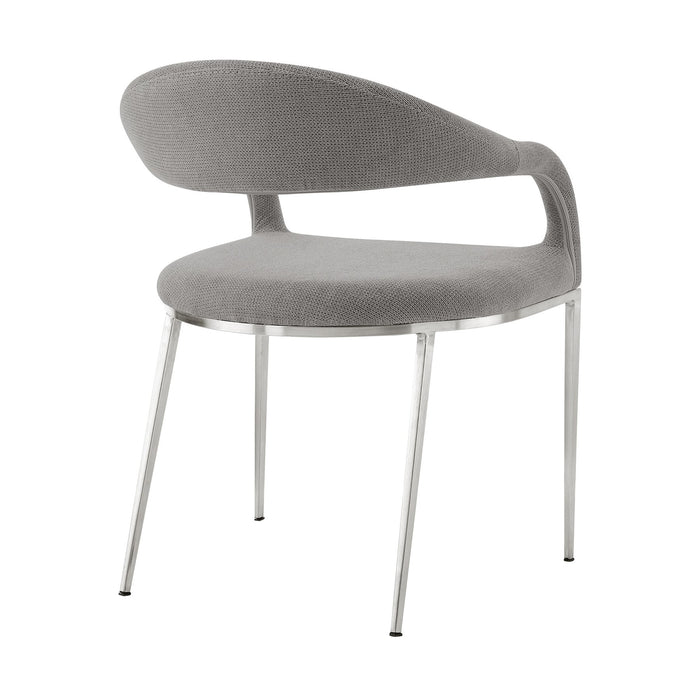 Morgan Upholstered Dining Chair with Brushed Stainless Steel and Light Gray Fabric - Set of 2
