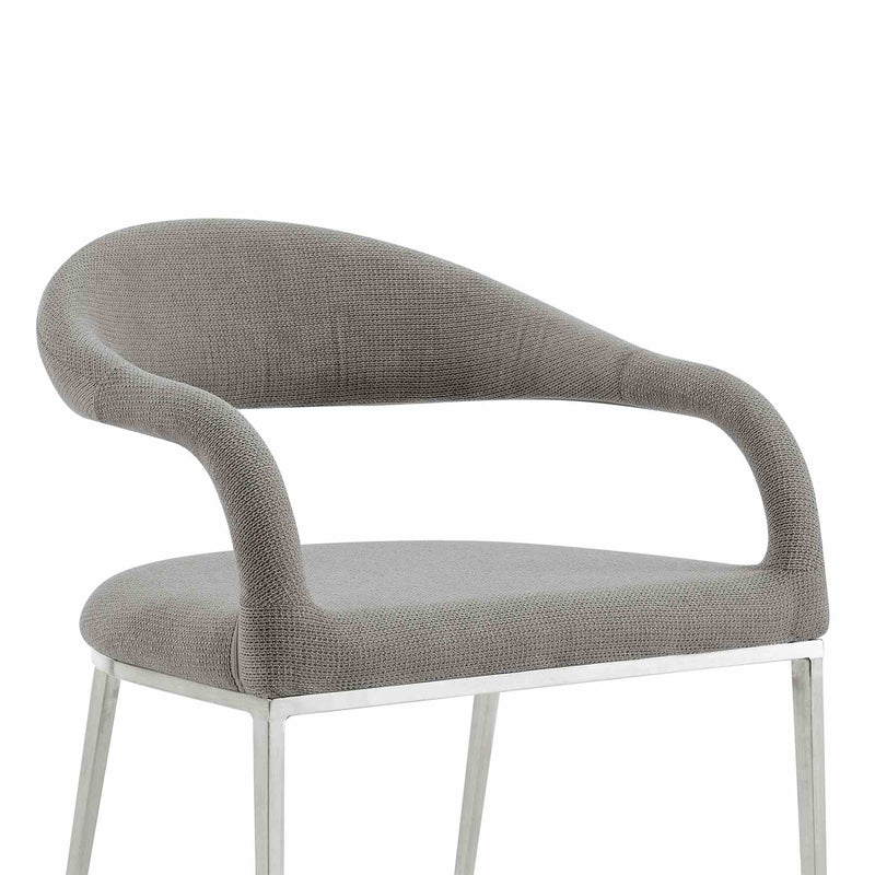 Morgan Upholstered Dining Chair with Brushed Stainless Steel and Light Gray Fabric - Set of 2 - Furniture City (CA)l