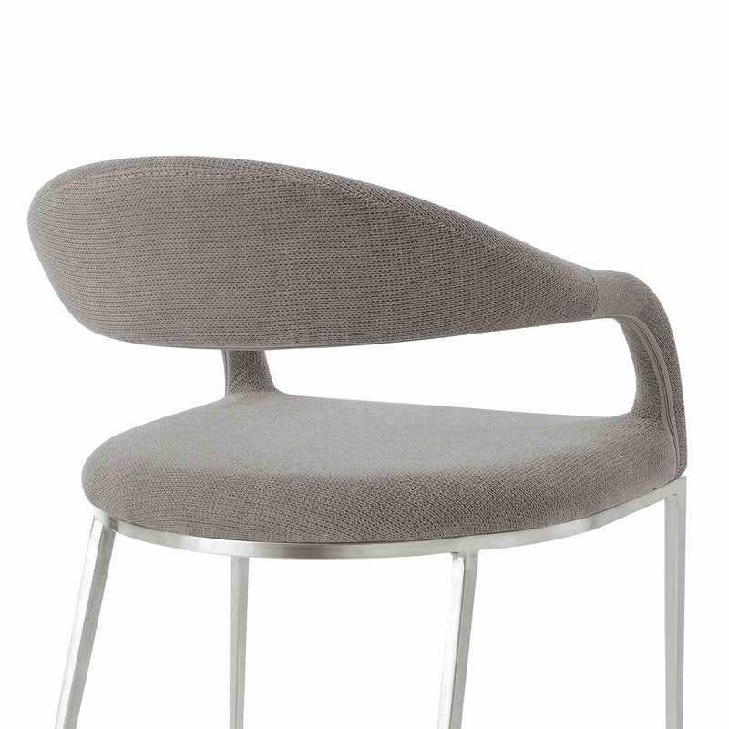 Morgan Upholstered Dining Chair with Brushed Stainless Steel and Light Gray Fabric - Set of 2 - Furniture City (CA)l