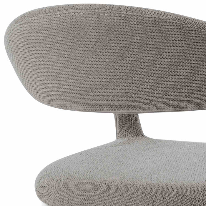 Morgan Upholstered Dining Chair with Brushed Stainless Steel and Light Gray Fabric - Set of 2