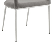 Morgan Upholstered Dining Chair with Brushed Stainless Steel and Light Gray Fabric - Set of 2 - Furniture City (CA)l