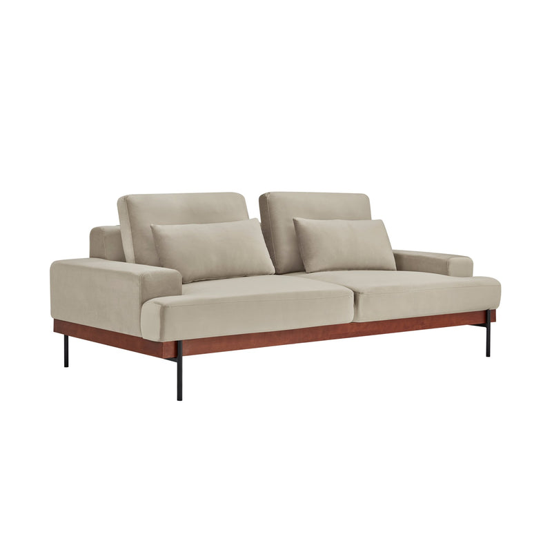 Monet 86" Mid-Century Modern Beige Velvet Sofa - Furniture City (CA)l