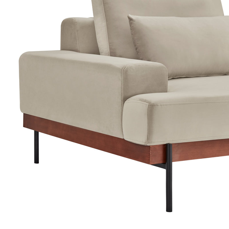 Monet 86" Mid-Century Modern Beige Velvet Sofa - Furniture City (CA)l