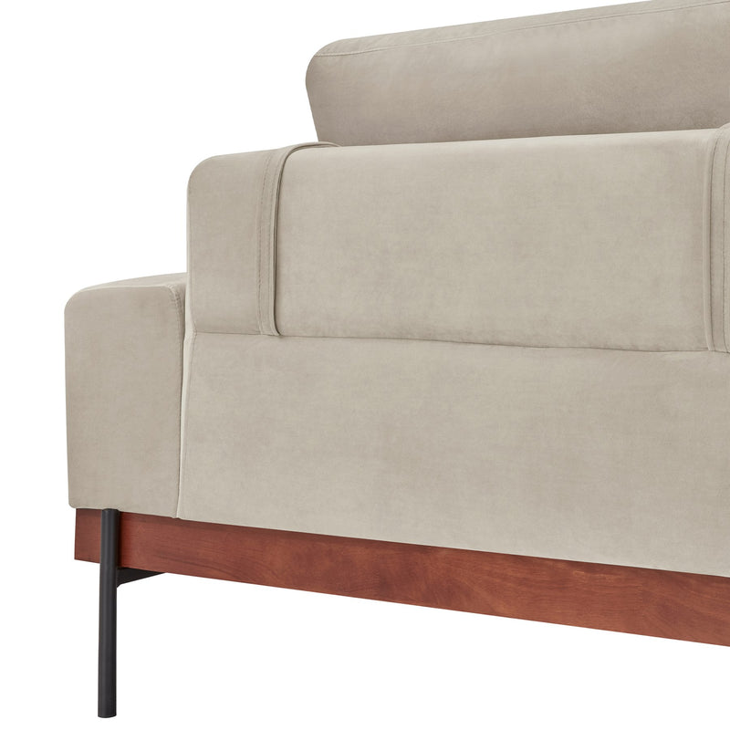 Monet 86" Mid-Century Modern Beige Velvet Sofa - Furniture City (CA)l