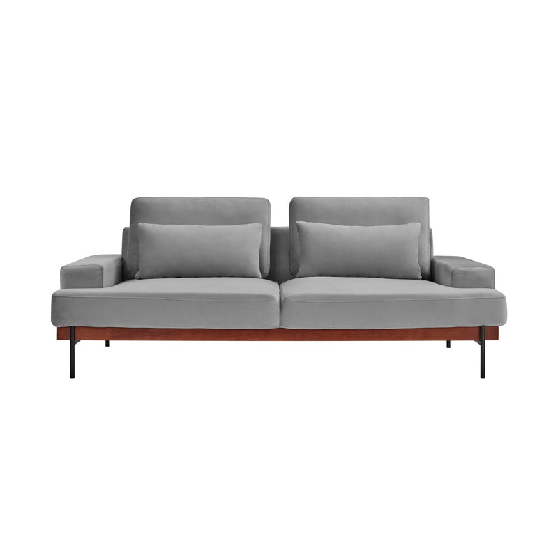 Monet 86" Mid-Century Modern Gray Velvet Sofa - Furniture City (CA)l