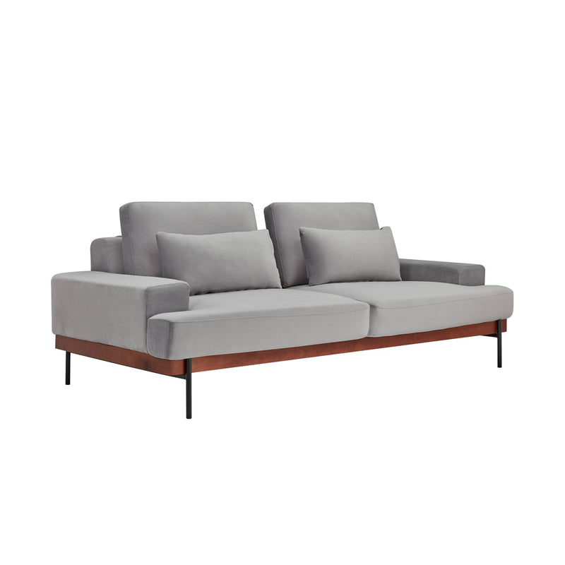 Monet 86" Mid-Century Modern Gray Velvet Sofa - Furniture City (CA)l