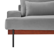 Monet 86" Mid-Century Modern Gray Velvet Sofa - Furniture City (CA)l