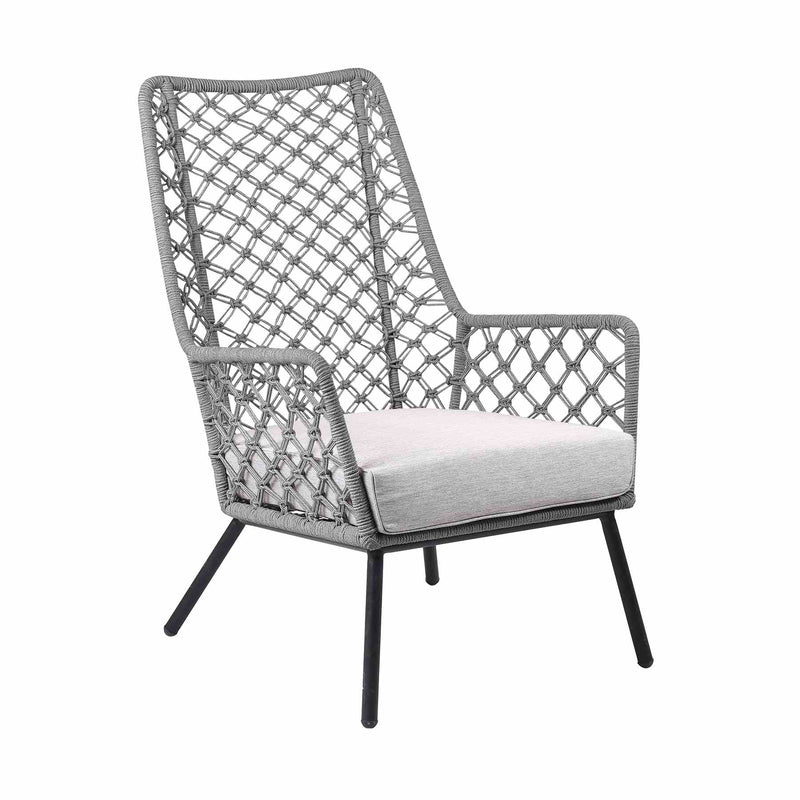 Marco Indoor Outdoor Steel Lounge Chair with Gray Rope and Gray Cushion - Furniture City (CA)l