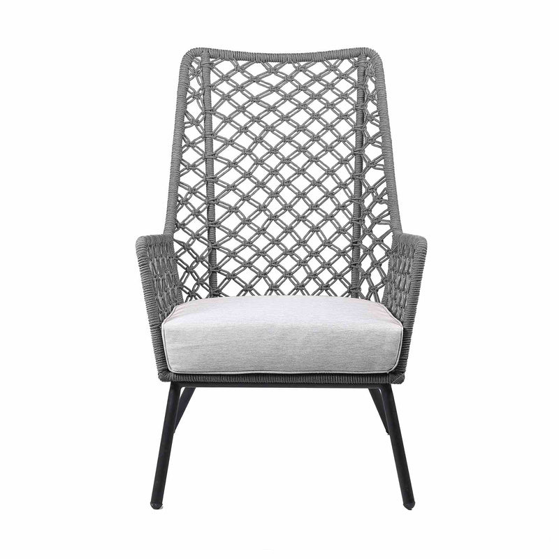 Marco Indoor Outdoor Steel Lounge Chair with Gray Rope and Gray Cushion - Furniture City (CA)l