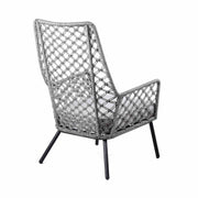 Marco Indoor Outdoor Steel Lounge Chair with Gray Rope and Gray Cushion - Furniture City (CA)l