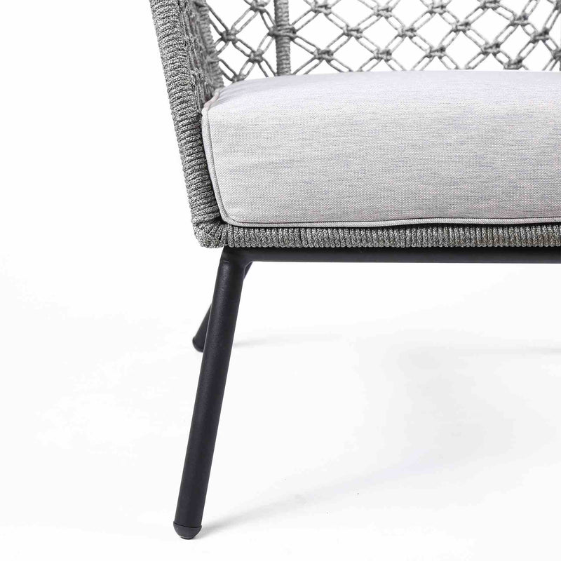Marco Indoor Outdoor Steel Lounge Chair with Gray Rope and Gray Cushion - Furniture City (CA)l
