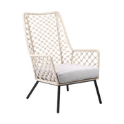 Marco Indoor Outdoor Steel Lounge Chair with Natural Springs Rope and Gray Cushion - Furniture City (CA)l