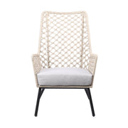 Marco Indoor Outdoor Steel Lounge Chair with Natural Springs Rope and Gray Cushion - Furniture City (CA)l
