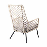 Marco Indoor Outdoor Steel Lounge Chair with Natural Springs Rope and Gray Cushion - Furniture City (CA)l