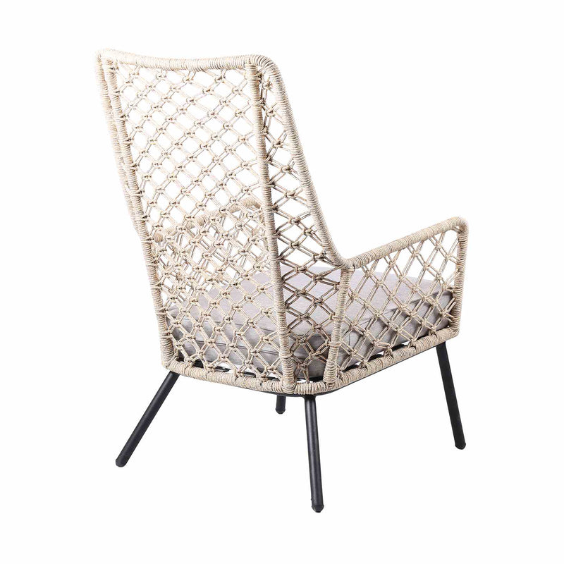 Marco Indoor Outdoor Steel Lounge Chair with Natural Springs Rope and Gray Cushion - Furniture City (CA)l