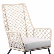 Marco Indoor Outdoor Steel Lounge Chair with Natural Springs Rope and Gray Cushion - Furniture City (CA)l