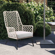 Marco Indoor Outdoor Steel Lounge Chair with Natural Springs Rope and Gray Cushion - Furniture City (CA)l