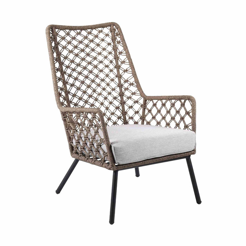 Marco Indoor Outdoor Steel Lounge Chair with Truffle Rope and Gray Cushion - Furniture City (CA)l
