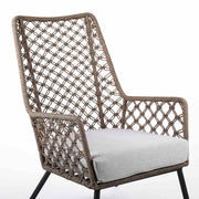 Marco Indoor Outdoor Steel Lounge Chair with Truffle Rope and Gray Cushion - Furniture City (CA)l