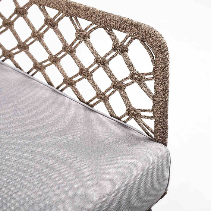 Marco Indoor Outdoor Steel Lounge Chair with Truffle Rope and Gray Cushion