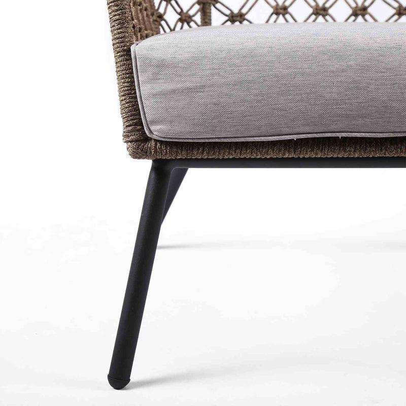 Marco Indoor Outdoor Steel Lounge Chair with Truffle Rope and Gray Cushion - Furniture City (CA)l