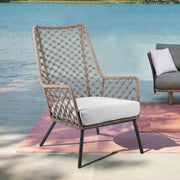 Marco Indoor Outdoor Steel Lounge Chair with Truffle Rope and Gray Cushion - Furniture City (CA)l