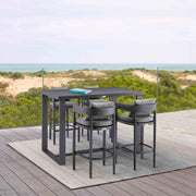 Menorca Outdoor Patio Counter Height Bar Stool in Aluminum with Gray Cushions - Furniture City (CA)l