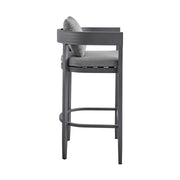 Menorca Outdoor Patio Counter Height Bar Stool in Aluminum with Gray Cushions - Furniture City (CA)l
