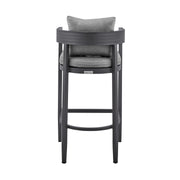 Menorca Outdoor Patio Counter Height Bar Stool in Aluminum with Gray Cushions - Furniture City (CA)l