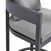 Menorca Outdoor Patio Counter Height Bar Stool in Aluminum with Gray Cushions - Furniture City (CA)l