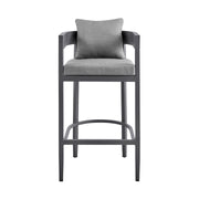 Menorca Outdoor Patio Bar Stool in Aluminum with Gray Cushions - Furniture City (CA)l