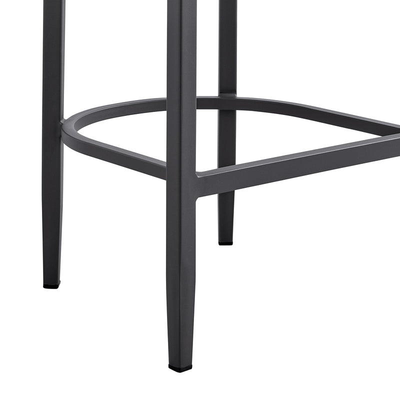 Menorca Outdoor Patio Bar Stool in Aluminum with Gray Cushions - Furniture City (CA)l