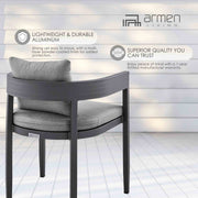 Menorca Outdoor Patio Dining Chairs in Aluminum with Gray Cushions - Set of 2 - Furniture City (CA)l