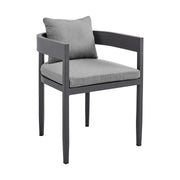 Menorca Outdoor Patio Dining Chairs in Aluminum with Gray Cushions - Set of 2 - Furniture City (CA)l