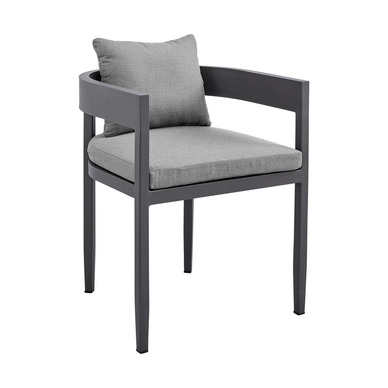 Menorca Outdoor Patio Dining Chairs in Aluminum with Gray Cushions - Set of 2 - Furniture City (CA)l