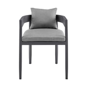 Menorca Outdoor Patio Dining Chairs in Aluminum with Gray Cushions - Set of 2 - Furniture City (CA)l